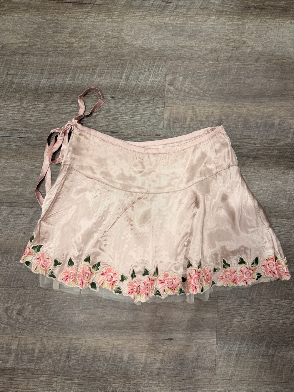 Vintage Y2K Heart Moon Star Pink Satin Floral Embroidered Mini Skirt XS Coquette - Picture 2 of 7